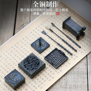 Pure Copper Burning Blue Incense Burner Kits Home Entry Fragrance Incense Seal Tool DIY Incense Making Kit Incense Mold Tool acacuss