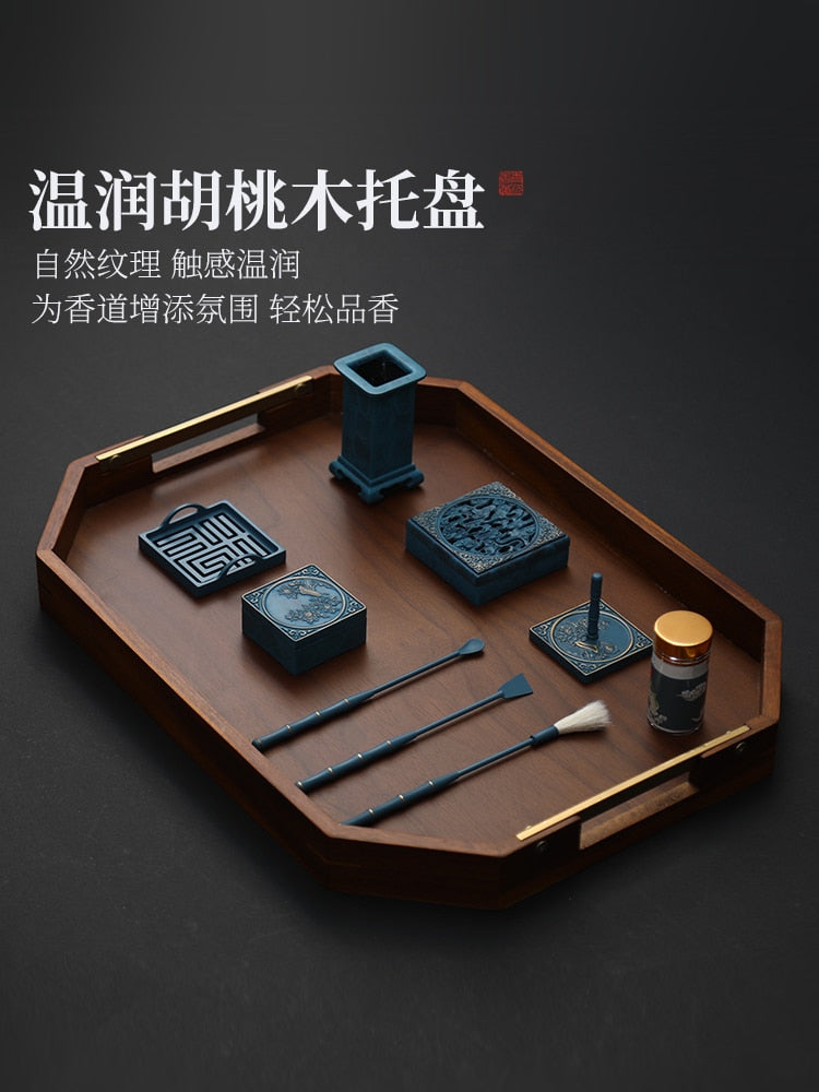 Pure Copper Burning Blue Incense Set Utensils Entry Xiangyun Incense Burner Advanced Incense Seal Tool Incense Powder Incense acacuss
