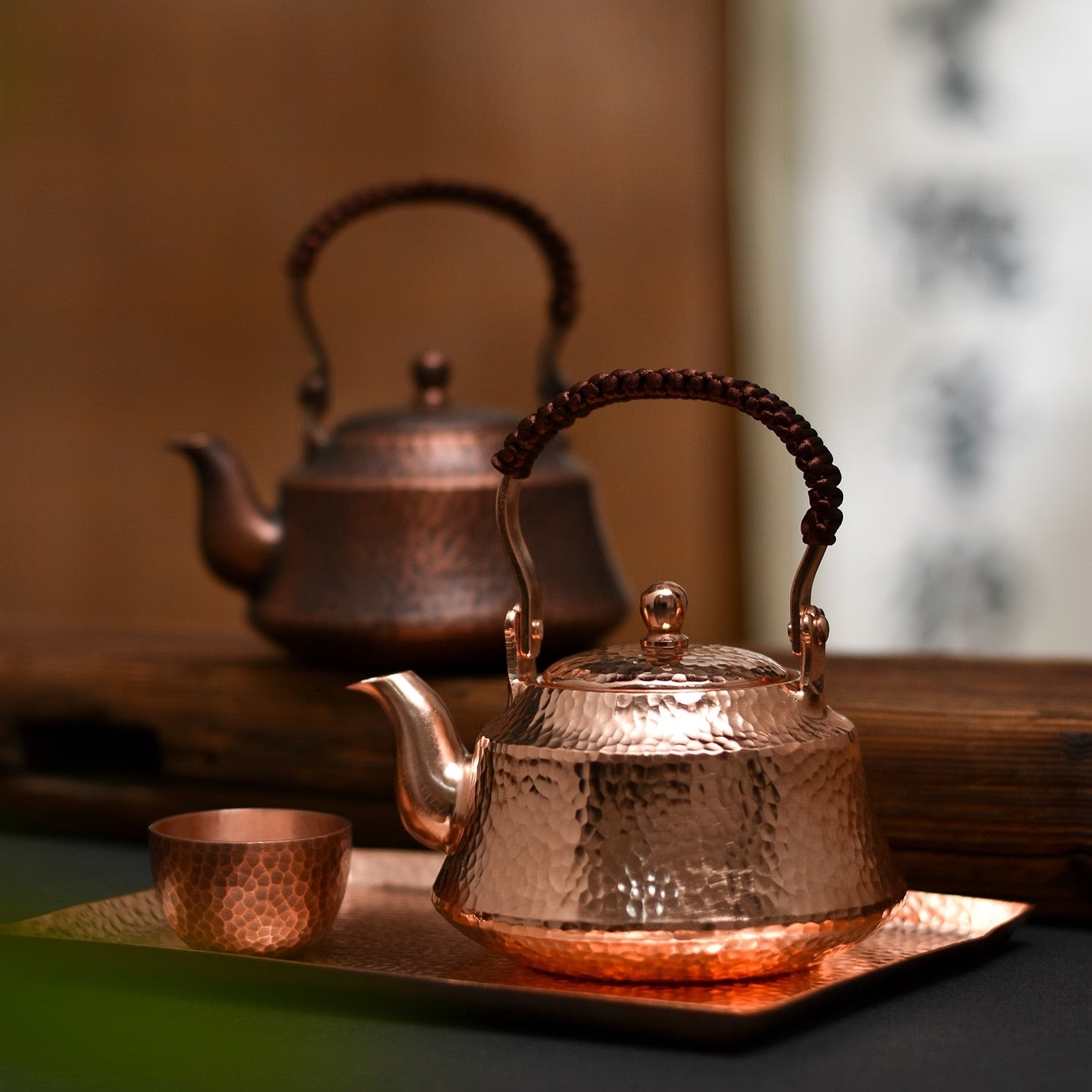 Pure Copper Tea Kettle Handmade Teapot Retro Pot for Kung Fu Tea Teaware Teapot and cup acacuss