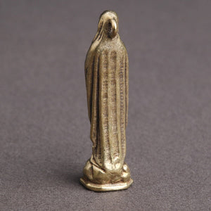 Pure Copper Vintage Blessed Virgin Mary Figurines Key Chains Pendants Brass Holy Mother Religion Faith Buddha Keyrings Hangings acacuss