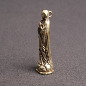 Pure Copper Vintage Blessed Virgin Mary Figurines Key Chains Pendants Brass Holy Mother Religion Faith Buddha Keyrings Hangings acacuss