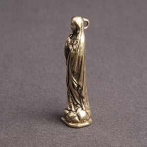 Pure Copper Vintage Blessed Virgin Mary Figurines Key Chains Pendants Brass Holy Mother Religion Faith Buddha Keyrings Hangings acacuss