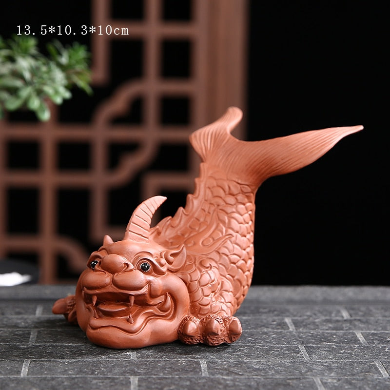 Purple Clay Lucky Fish Mascot Tea Pet Accessories Handicraft Home Decoration Business Gift Home Furnishing Articles acacuss