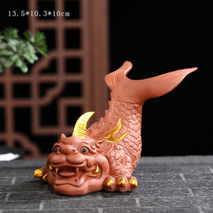 Purple Clay Lucky Fish Mascot Tea Pet Accessories Handicraft Home Decoration Business Gift Home Furnishing Articles acacuss
