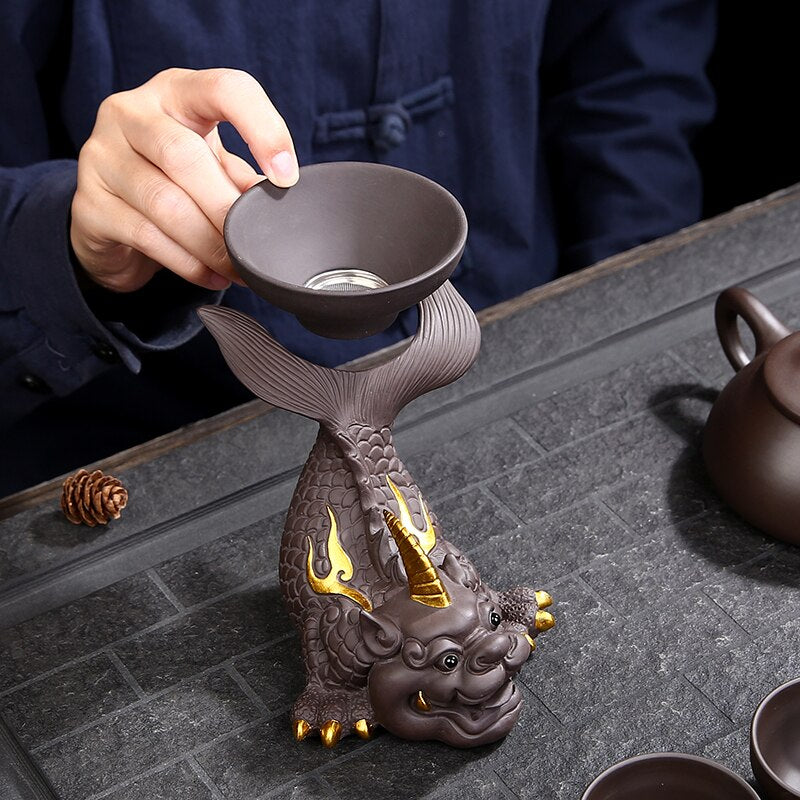 Purple Clay Lucky Fish Mascot Tea Pet Accessories Handicraft Home Decoration Business Gift Home Furnishing Articles acacuss