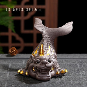 Purple Clay Lucky Fish Mascot Tea Pet Accessories Handicraft Home Decoration Business Gift Home Furnishing Articles acacuss