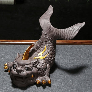 Purple Clay Lucky Fish Mascot Tea Pet Accessories Handicraft Home Decoration Business Gift Home Furnishing Articles acacuss