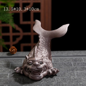 Purple Clay Lucky Fish Mascot Tea Pet Accessories Handicraft Home Decoration Business Gift Home Furnishing Articles acacuss