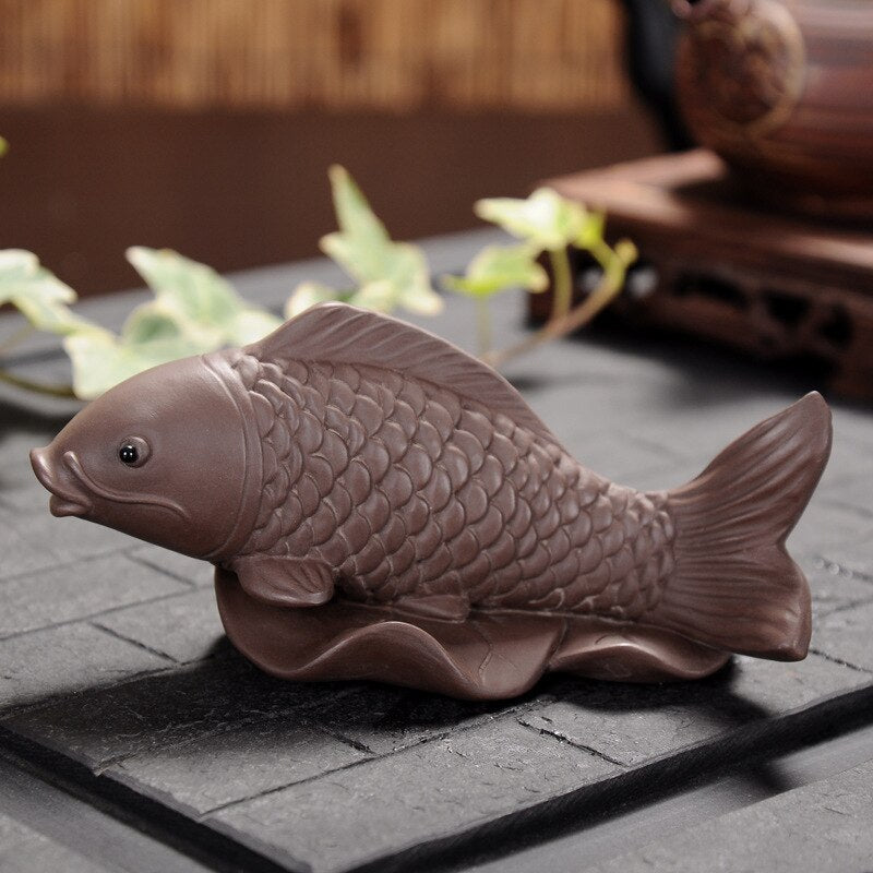 Purple Clay Mascot Fish Tea Pet Accessories Handicraft Fish Home Decoration Business Gift Home Furnishing acacuss