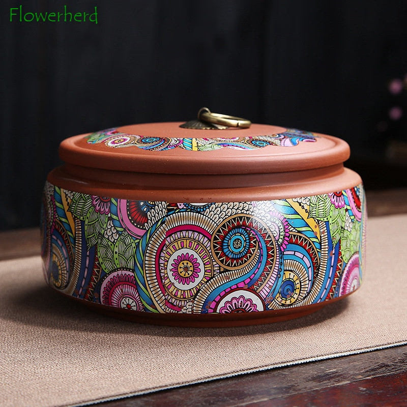 Purple Clay Tea Caddy, Large Size Sealed Tea Container, Ceramic Storage Jar, White Tea Cake, Pu'er Storage, Household Organizer acacuss