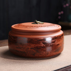 Purple Clay Tea Caddy, Large Size Sealed Tea Container, Ceramic Storage Jar, White Tea Cake, Pu'er Storage, Household Organizer acacuss