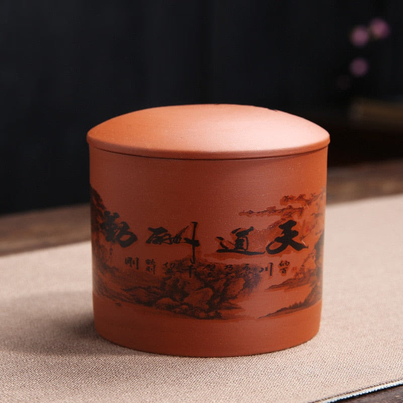 Purple Clay Tea Caddy, Large Size Sealed Tea Container, Ceramic Storage Jar, White Tea Cake, Pu'er Storage, Household Organizer acacuss