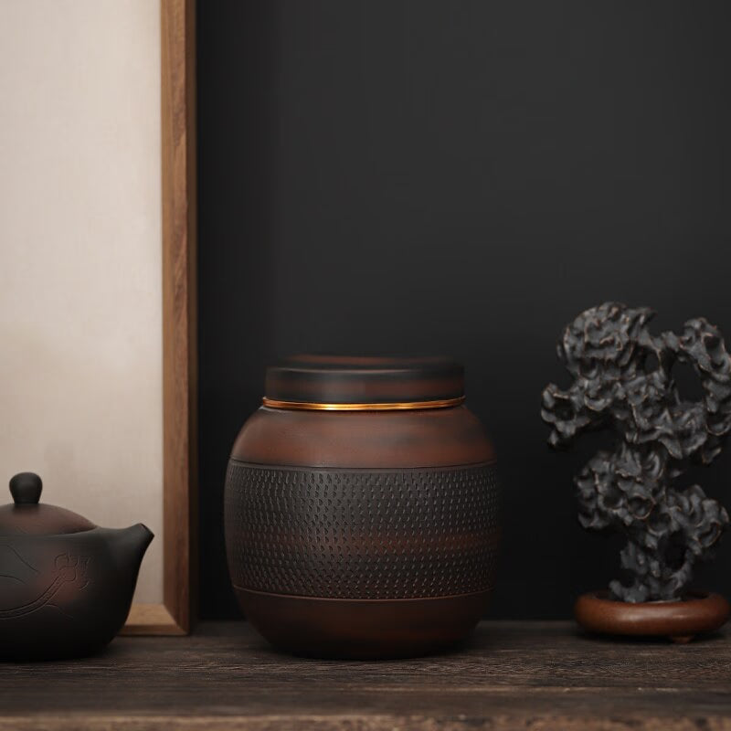 Purple Pottery Tea Jar HandmadeJump knife Small Sized Porcelain Sealed Storage Jar Tea Container Tea Box 800ML acacuss