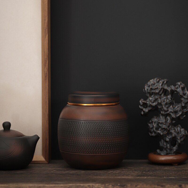 Purple Pottery Tea Jar HandmadeJump knife Small Sized Porcelain Sealed Storage Jar Tea Container Tea Box 800ML acacuss