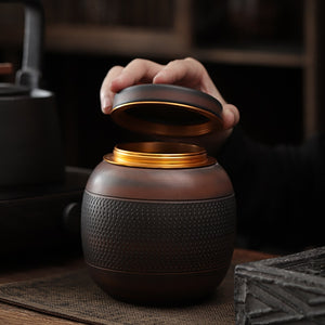 Purple Pottery Tea Jar HandmadeJump knife Small Sized Porcelain Sealed Storage Jar Tea Container Tea Box 800ML acacuss