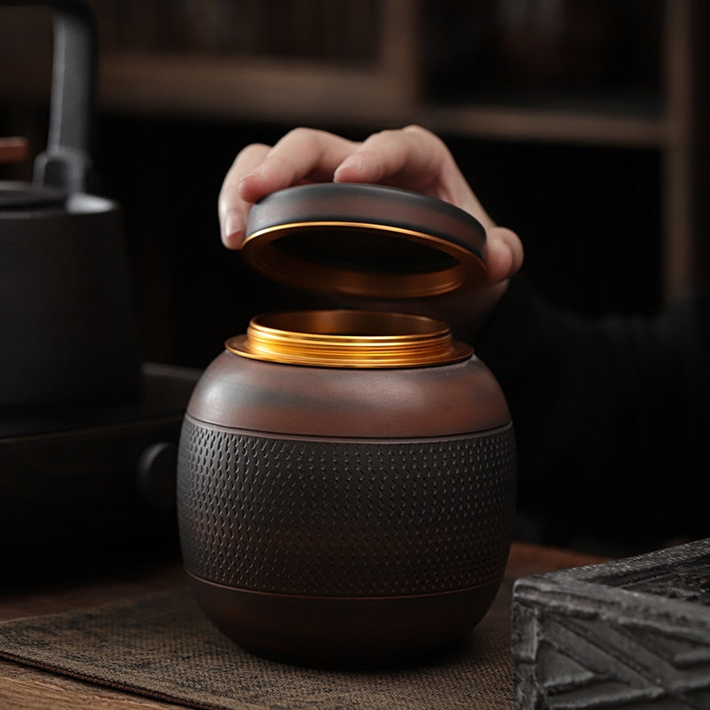 Purple Pottery Tea Jar HandmadeJump knife Small Sized Porcelain Sealed Storage Jar Tea Container Tea Box 800ML acacuss