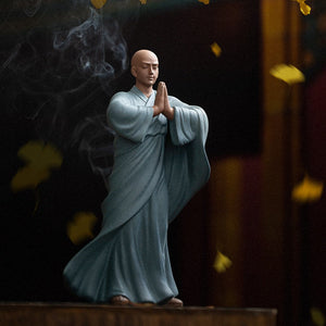 Purple Sand Zen Little Monk Buddhist Shami Meditation Sculpture Ceramic Figurines Tearoom Desktop Decoration Accessories Gift acacuss