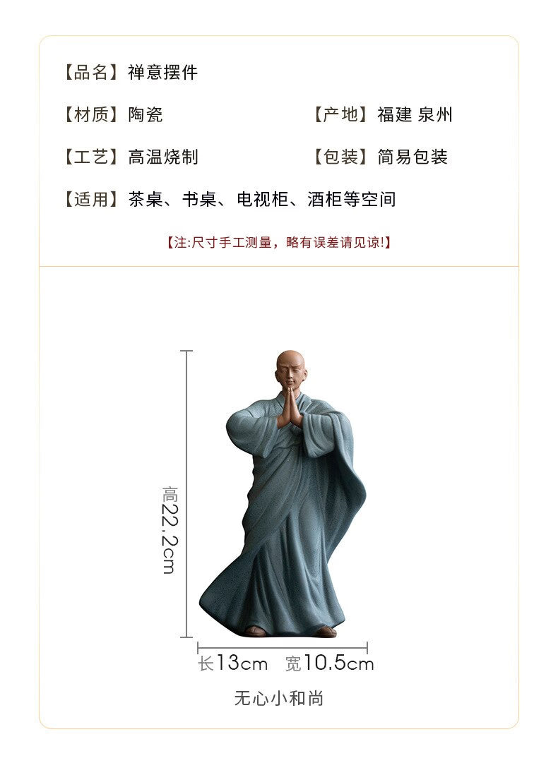 Purple Sand Zen Little Monk Buddhist Shami Meditation Sculpture Ceramic Figurines Tearoom Desktop Decoration Accessories Gift acacuss