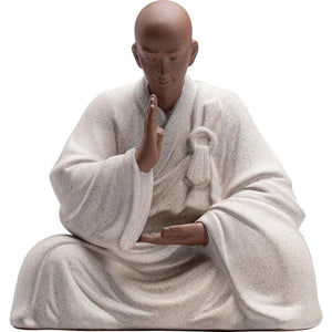 Purple Sand Zen Little Monk Buddhist Shami Meditation Sculpture Ceramic Figurines Tearoom Desktop Decoration Accessories Gift acacuss