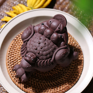 Purplue Sand Tea Pet Decoration Large Handmade Golden Toad Boutique Tea Ceremony Tea Carve acacuss