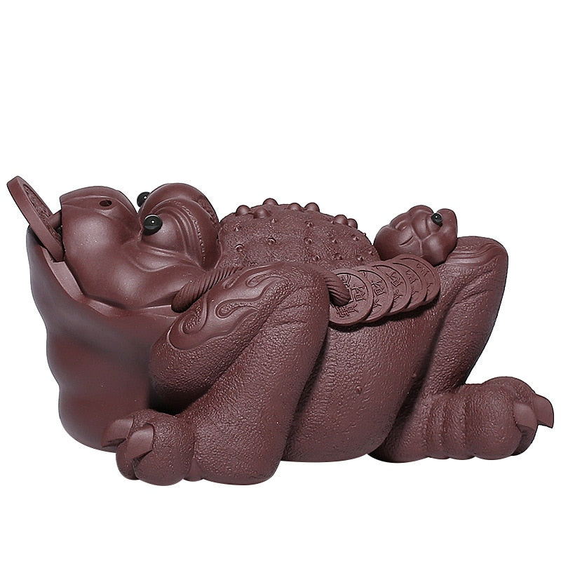 Purplue Sand Tea Pet Decoration Large Handmade Golden Toad Boutique Tea Ceremony Tea Carve acacuss