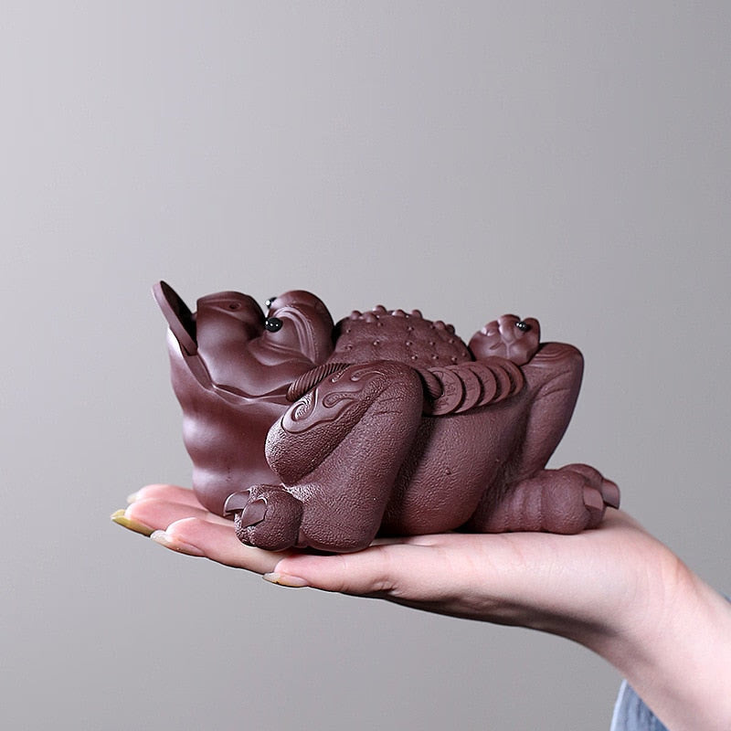 Purplue Sand Tea Pet Decoration Large Handmade Golden Toad Boutique Tea Ceremony Tea Carve acacuss
