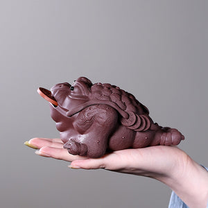 Purplue Sand Tea Pet Decoration Large Handmade Golden Toad Boutique Tea Ceremony Tea Carve acacuss