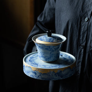 Qingyun Moon Cover Bowl Handmade Kiln Baked Colorful Ceramic Three-Force Cover Bowl Household Kung Fu Tea Cup Gaiwan Tea Set acacuss