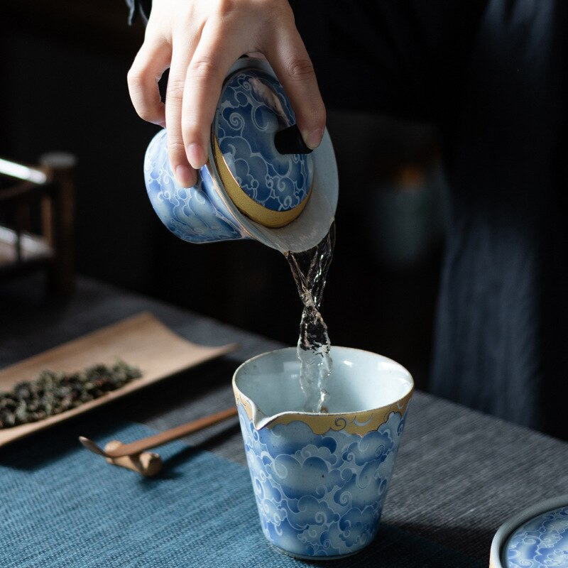 Qingyun Moon Cover Bowl Handmade Kiln Baked Colorful Ceramic Three-Force Cover Bowl Household Kung Fu Tea Cup Gaiwan Tea Set acacuss