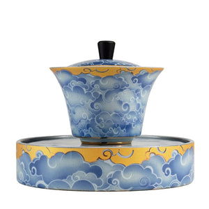 Qingyun Moon Cover Bowl Handmade Kiln Baked Colorful Ceramic Three-Force Cover Bowl Household Kung Fu Tea Cup Gaiwan Tea Set acacuss