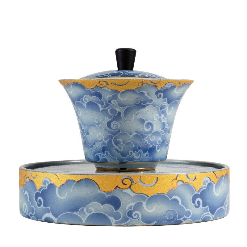 Qingyun Moon Cover Bowl Handmade Kiln Baked Colorful Ceramic Three-Force Cover Bowl Household Kung Fu Tea Cup Gaiwan Tea Set acacuss