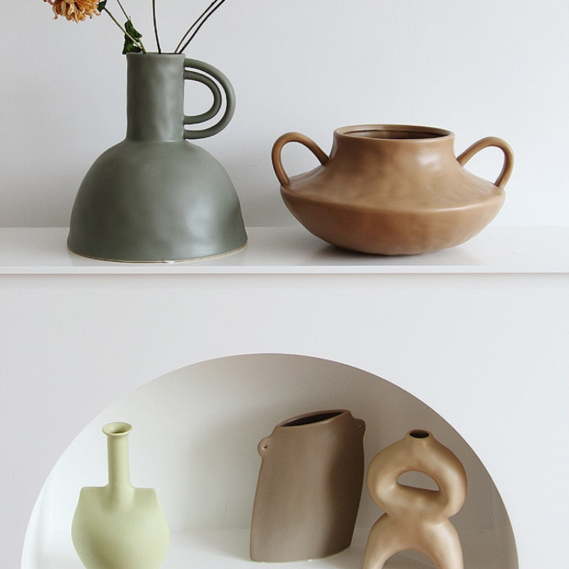 Quiet Wind Morandi Color Ceramic Vase Model Room B &amp; B Cave Camping Wind Decoration Painting Sketch Props acacuss