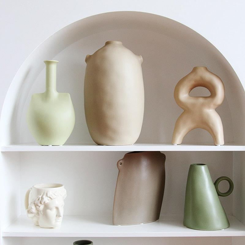 Quiet Wind Morandi Color Ceramic Vase Model Room B &amp; B Cave Camping Wind Decoration Painting Sketch Props acacuss