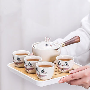 Rabbit Chinese Kung Fu Tea set Travel Tea set Ceramic Portable Tea set Teapot Tea Maker Infuser Teacup Cup for Tea acacuss
