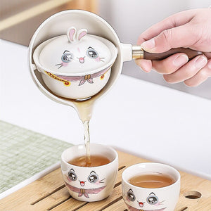 Rabbit Chinese Kung Fu Tea set Travel Tea set Ceramic Portable Tea set Teapot Tea Maker Infuser Teacup Cup for Tea acacuss