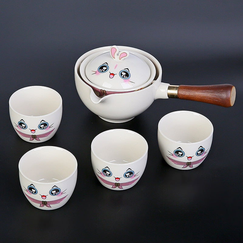 Rabbit Chinese Kung Fu Tea set Travel Tea set Ceramic Portable Tea set Teapot Tea Maker Infuser Teacup Cup for Tea acacuss