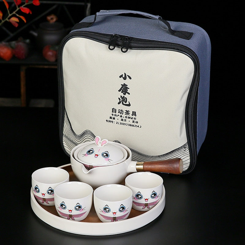 Rabbit Chinese Kung Fu Tea set Travel Tea set Ceramic Portable Tea set Teapot Tea Maker Infuser Teacup Cup for Tea acacuss