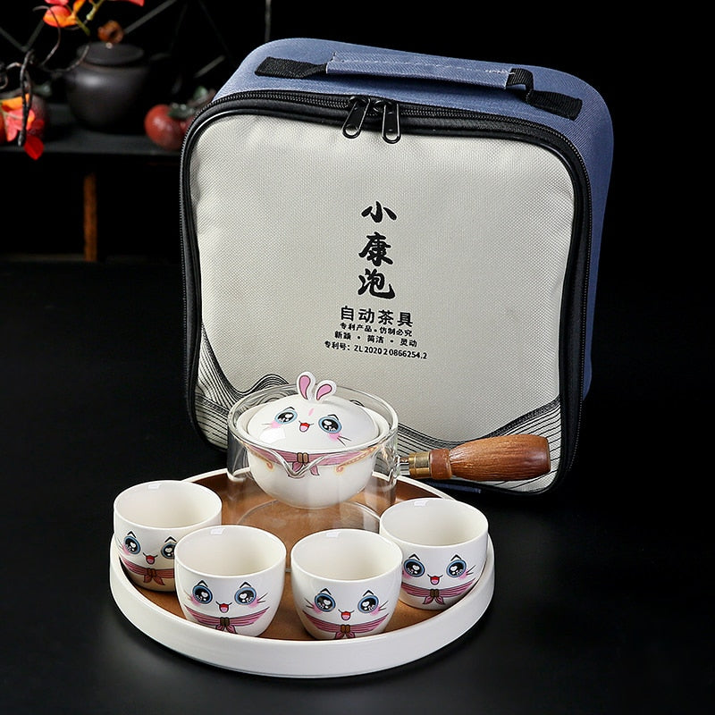 Rabbit Chinese Kung Fu Tea set Travel Tea set Ceramic Portable Tea set Teapot Tea Maker Infuser Teacup Cup for Tea acacuss