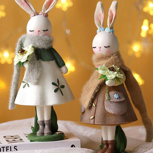 2023 Rabbit Easter Decoration Cute Bunny Figurine Resin Crafts Living Room Desktop Ornament Rabbit Statue Easter Decor for Home acacuss