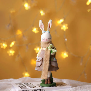 2023 Rabbit Easter Decoration Cute Bunny Figurine Resin Crafts Living Room Desktop Ornament Rabbit Statue Easter Decor for Home acacuss