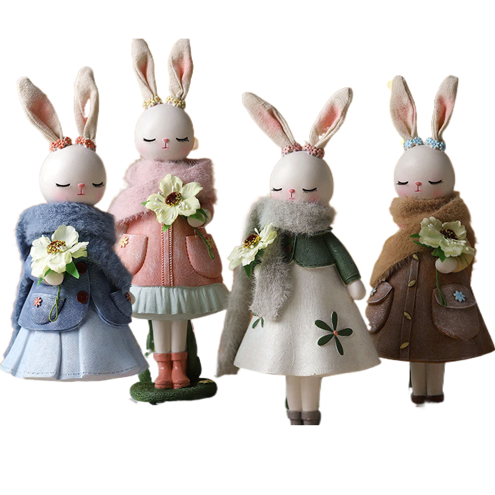 2023 Rabbit Easter Decoration Cute Bunny Figurine Resin Crafts Living Room Desktop Ornament Rabbit Statue Easter Decor for Home acacuss