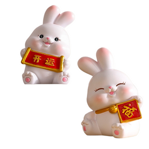 2023 Rabbit ornament Chinese New Year Kawaii Desktop Ornament Creative Resin Cake Decoration Children's Rabbit Zodiac Gift Give acacuss