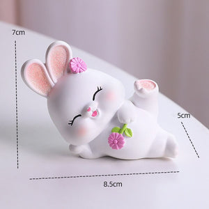 2023 Rabbit ornament Chinese New Year Kawaii Desktop Ornament Creative Resin Cake Decoration Children's Rabbit Zodiac Gift Give acacuss