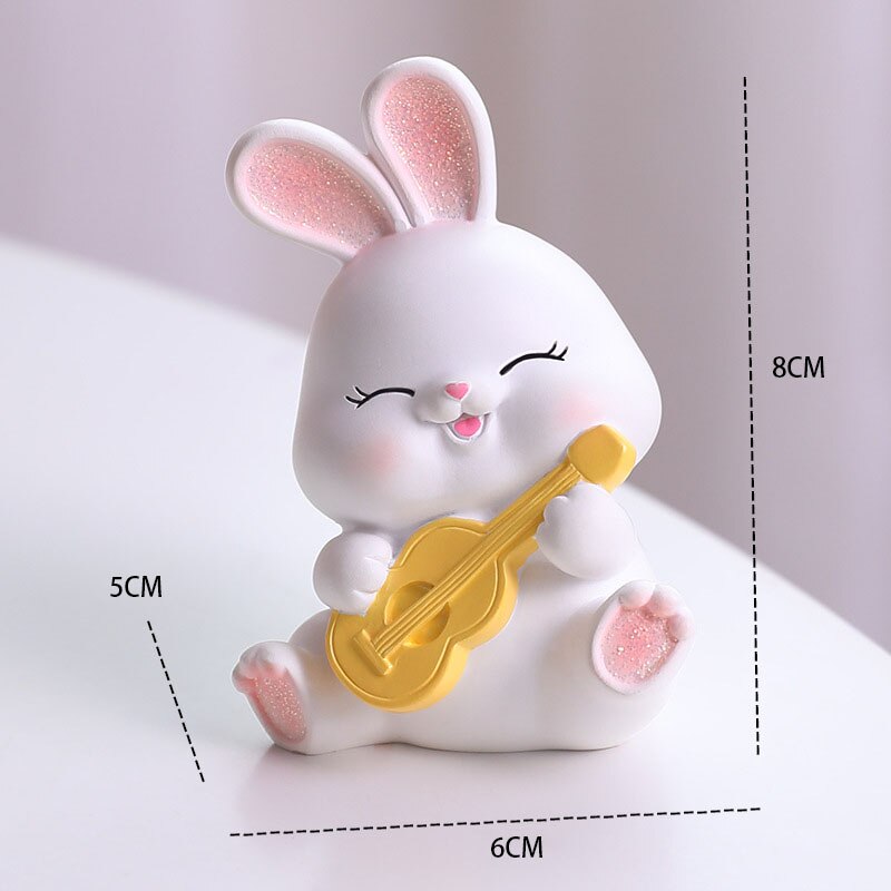 2023 Rabbit ornament Chinese New Year Kawaii Desktop Ornament Creative Resin Cake Decoration Children's Rabbit Zodiac Gift Give acacuss