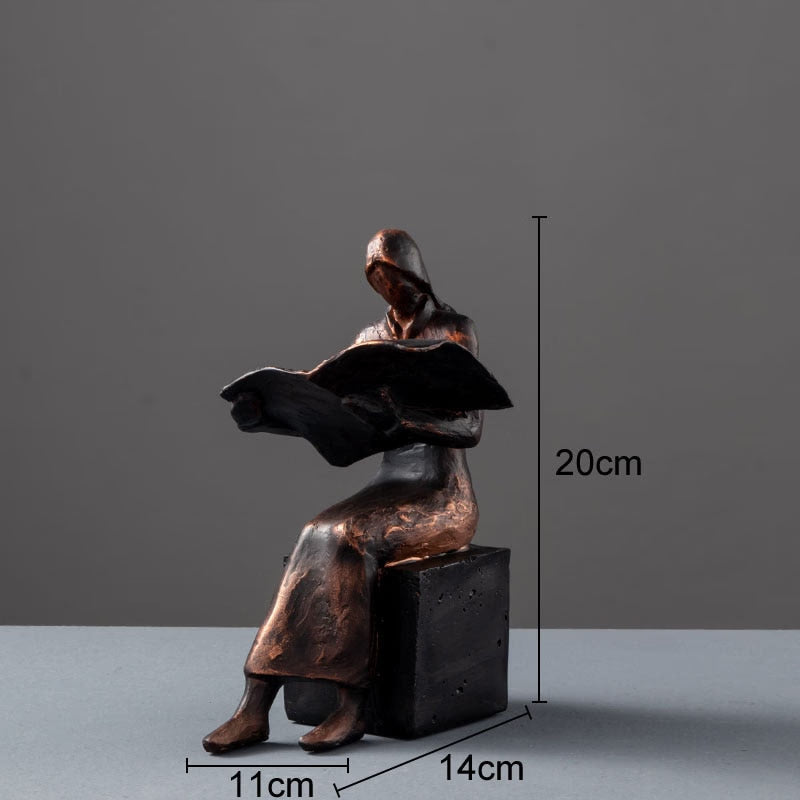 Reader Sculpture Book Stand Bookend Abstract Character Resins Statue Desk Decoration Figures Statuette Nordic Home Decor acacuss