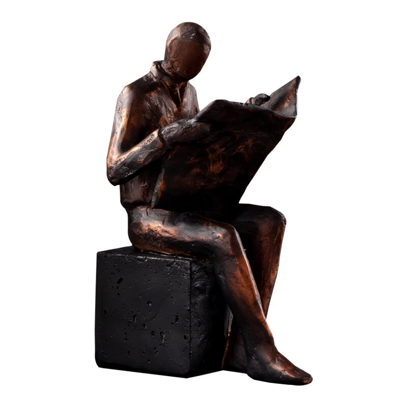 Reader Sculpture Book Stand Bookend Abstract Character Resins Statue Desk Decoration Figures Statuette Nordic Home Decor acacuss