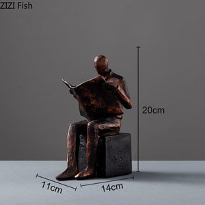 Reader Sculpture Book Stand Bookend Abstract Character Resins Statue Desk Decoration Figures Statuette Nordic Home Decor acacuss