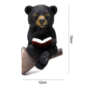Reading Bear Ornament Solar Charging Light Control Baby Bear Reading Book Resin Garden Yard Statue Ornaments Outdoor Decor acacuss