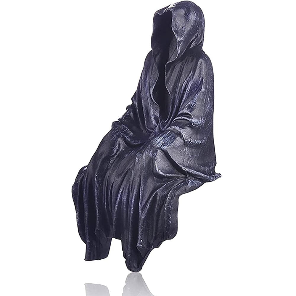 2023 New Reaping Solace The Reaper Sitting Statue Gothic Desktop Resin Black Sculptures For Home Decor Ornament Dropshipping acacuss