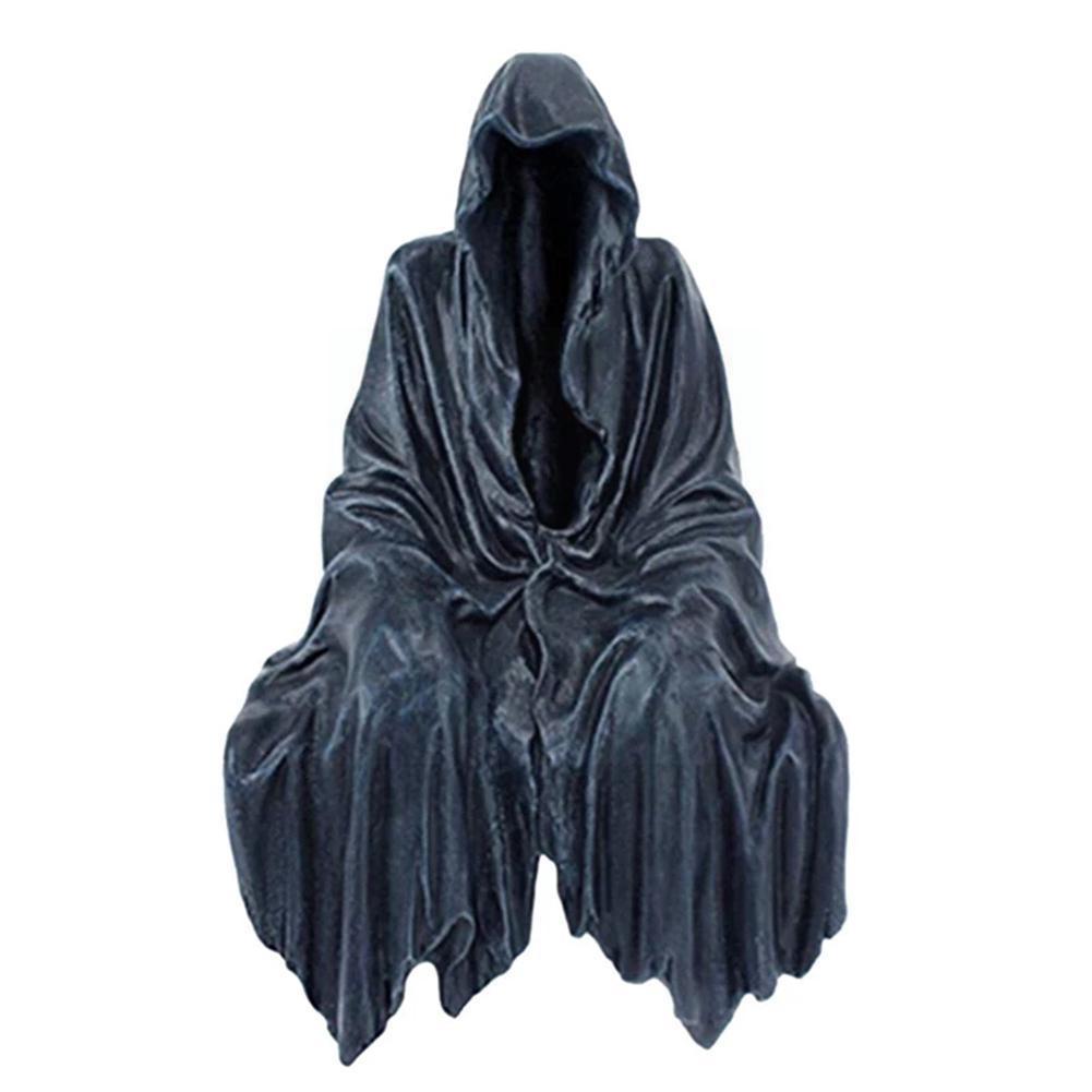 2023 New Reaping Solace The Reaper Sitting Statue Gothic Desktop Resin Black Sculptures For Home Decor Ornament Dropshipping acacuss